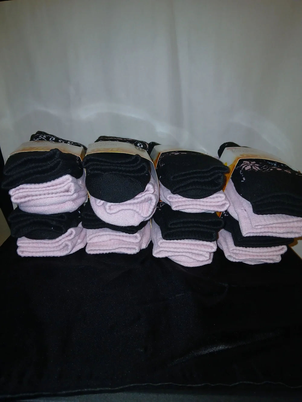 Women's 2-Pack Thermal Socks - Black with Pink Accents (8) Packs  For $40
